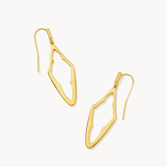 Kendra Scott Elongated Abbie Open Frame Earrings Gold - Picture 1 of 8